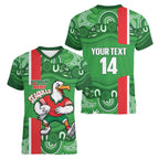 Wynnum Rugby Custom Women V-Neck T-Shirt Go Manly Seagulls Aboriginal Art - Aussie Hoodie