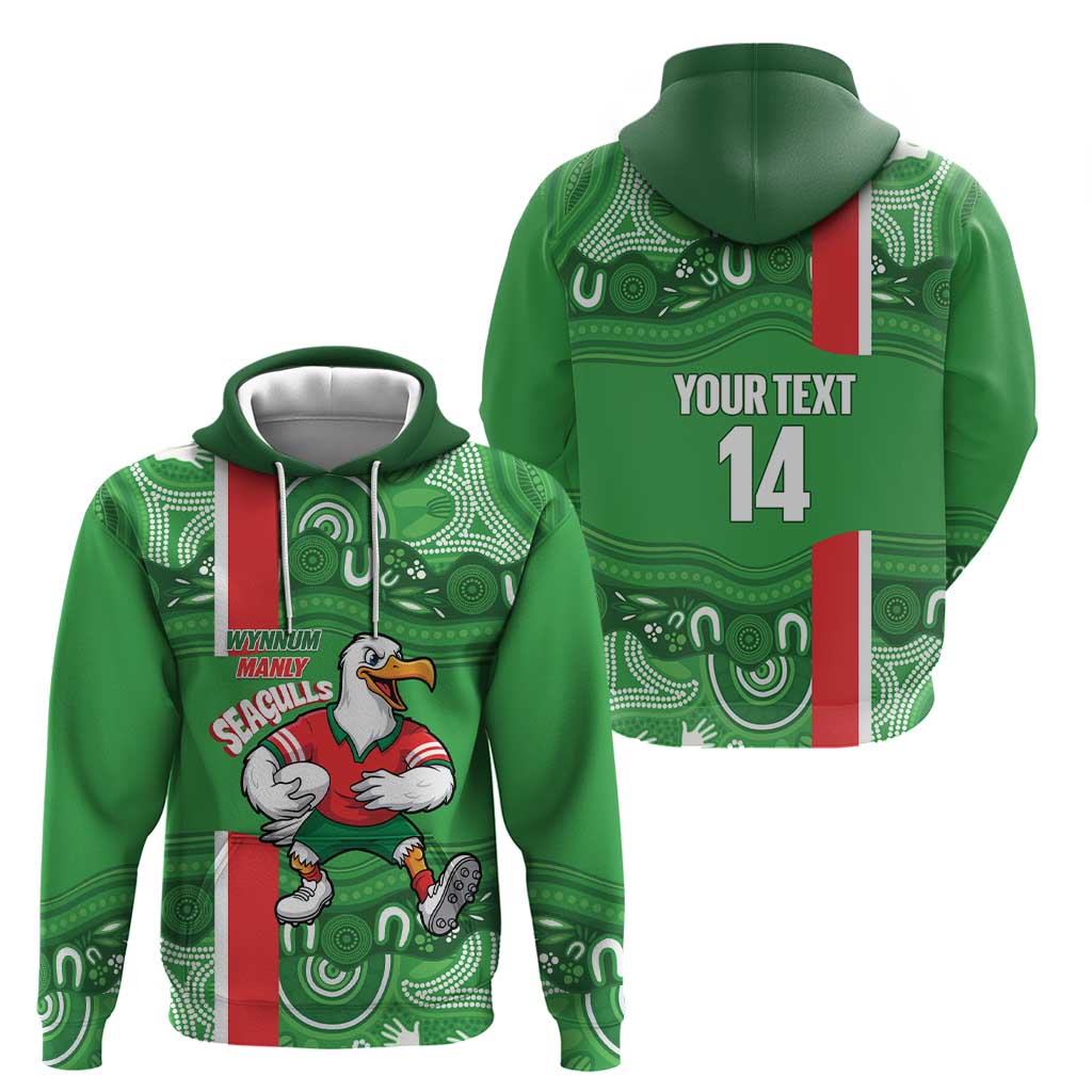 Wynnum Rugby Custom Zip Hoodie Go Manly Seagulls Aboriginal Art - Aussie Hoodie