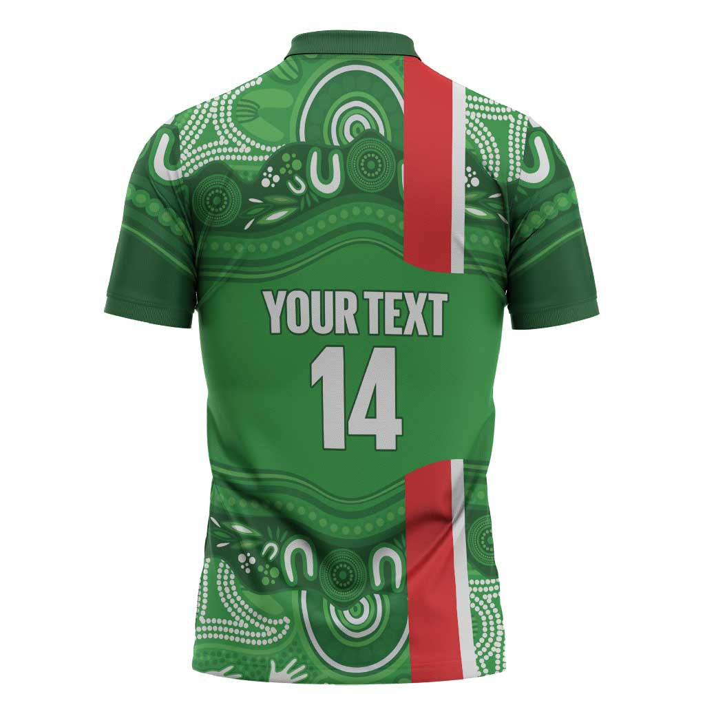 Wynnum Rugby Custom Zipper Polo Shirt Go Manly Seagulls Aboriginal Art - Aussie Hoodie