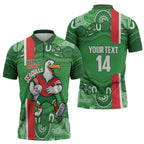Wynnum Rugby Custom Zipper Polo Shirt Go Manly Seagulls Aboriginal Art - Aussie Hoodie