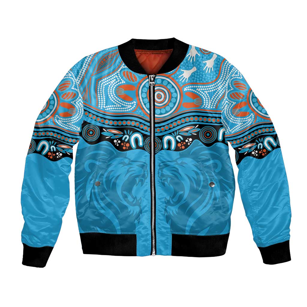 Northern Pride Rugby Custom Bomber Jacket Roaring Lion Aboriginal Art - Aussie Hoodie