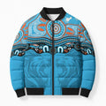 Northern Pride Rugby Custom Bomber Puffer Jacket Roaring Lion Aboriginal Art - Aussie Hoodie