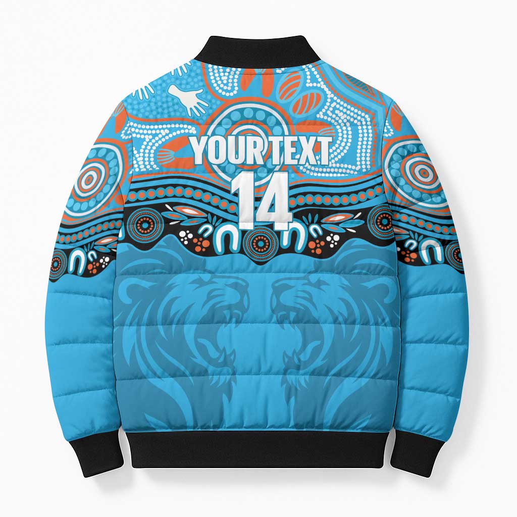 Northern Pride Rugby Custom Bomber Puffer Jacket Roaring Lion Aboriginal Art - Aussie Hoodie