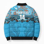 Northern Pride Rugby Custom Bomber Puffer Jacket Roaring Lion Aboriginal Art - Aussie Hoodie
