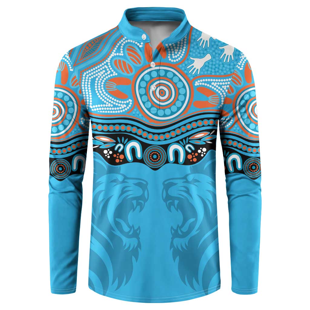 Northern Pride Rugby Custom Button Sweatshirt Roaring Lion Aboriginal Art - Aussie Hoodie