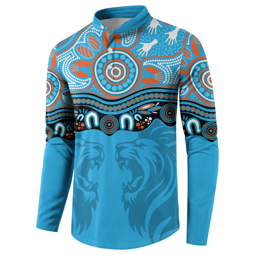 Northern Pride Rugby Custom Button Sweatshirt Roaring Lion Aboriginal Art - Aussie Hoodie