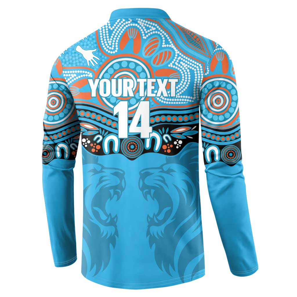 Northern Pride Rugby Custom Button Sweatshirt Roaring Lion Aboriginal Art - Aussie Hoodie