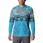 Northern Pride Rugby Custom Button Sweatshirt Roaring Lion Aboriginal Art - Aussie Hoodie
