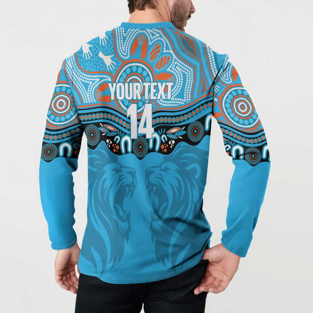 Northern Pride Rugby Custom Button Sweatshirt Roaring Lion Aboriginal Art - Aussie Hoodie