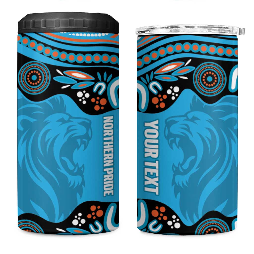 Northern Pride Rugby Custom 4 in 1 Can Cooler Tumbler Roaring Lion Aboriginal Art - Aussie Hoodie