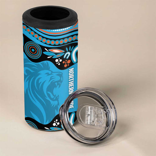 Northern Pride Rugby Custom 4 in 1 Can Cooler Tumbler Roaring Lion Aboriginal Art - Aussie Hoodie