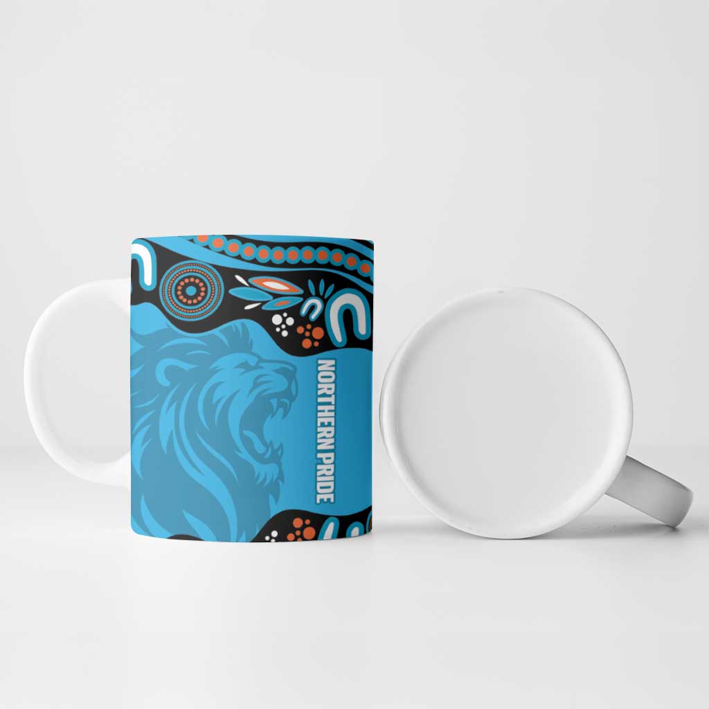 Northern Pride Rugby Custom Ceramic Mug Roaring Lion Aboriginal Art - Aussie Hoodie