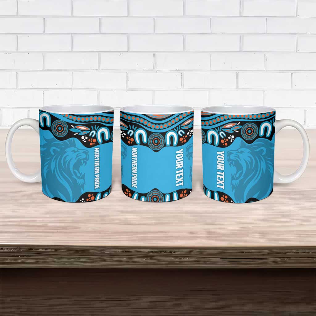 Northern Pride Rugby Custom Ceramic Mug Roaring Lion Aboriginal Art - Aussie Hoodie