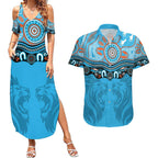 Northern Pride Rugby Custom Couples Matching Summer Maxi Dress and Hawaiian Shirt Roaring Lion Aboriginal Art - Aussie Hoodie