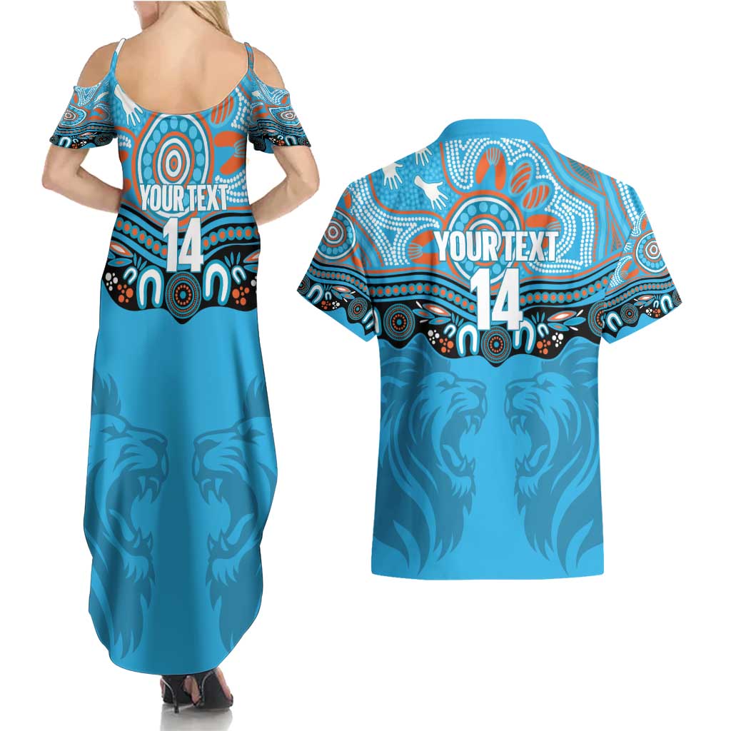 Northern Pride Rugby Custom Couples Matching Summer Maxi Dress and Hawaiian Shirt Roaring Lion Aboriginal Art - Aussie Hoodie