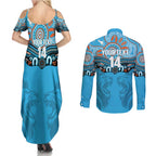 Northern Pride Rugby Custom Couples Matching Summer Maxi Dress and Long Sleeve Button Shirt Roaring Lion Aboriginal Art - Aussie Hoodie