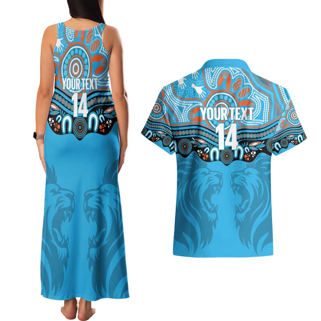 Northern Pride Rugby Custom Couples Matching Tank Maxi Dress and Hawaiian Shirt Roaring Lion Aboriginal Art - Aussie Hoodie