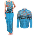 Northern Pride Rugby Custom Couples Matching Tank Maxi Dress and Long Sleeve Button Shirt Roaring Lion Aboriginal Art - Aussie Hoodie