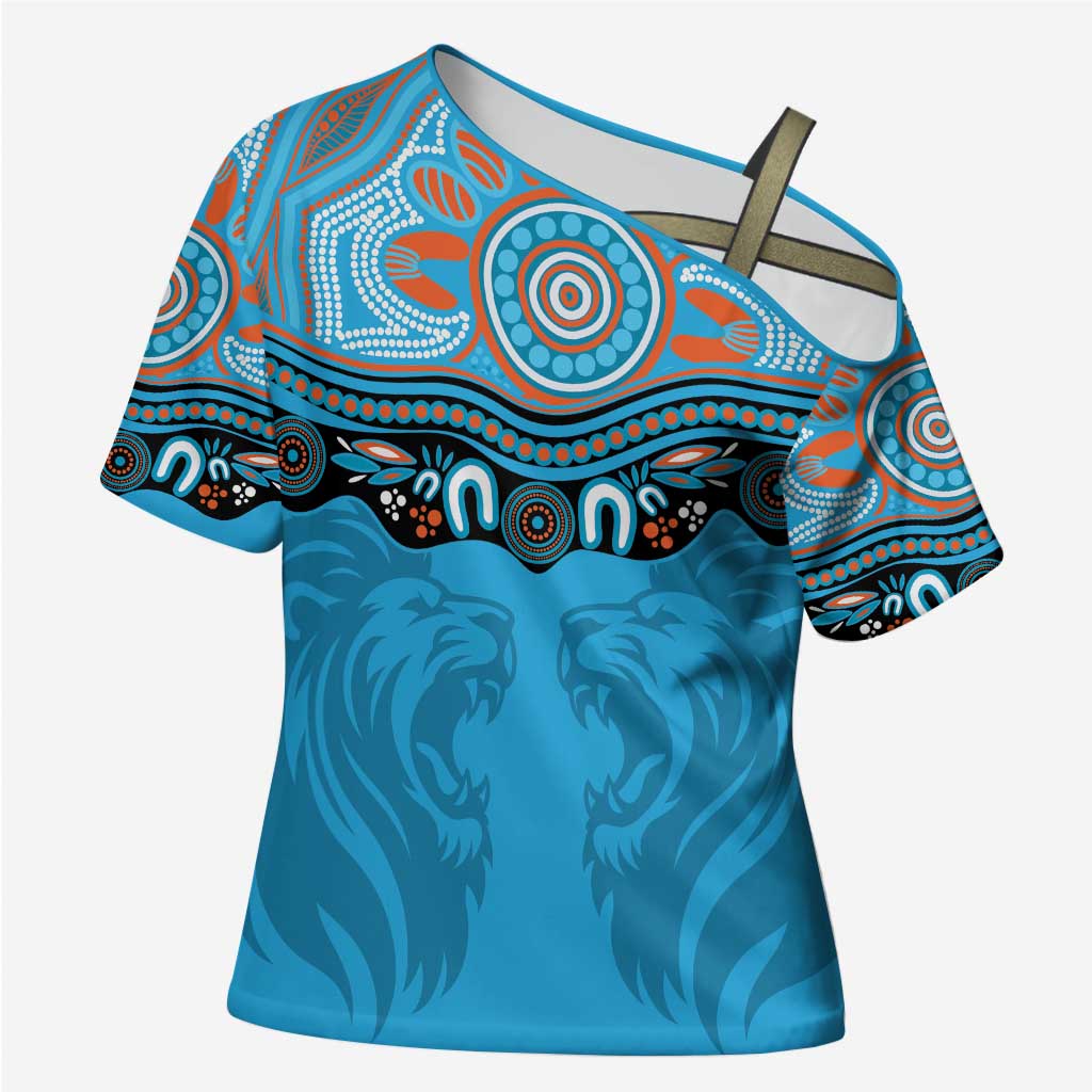 Northern Pride Rugby Custom Cross Shoulder Shirt Roaring Lion Aboriginal Art - Aussie Hoodie