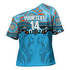 Northern Pride Rugby Custom Cross Shoulder Shirt Roaring Lion Aboriginal Art - Aussie Hoodie