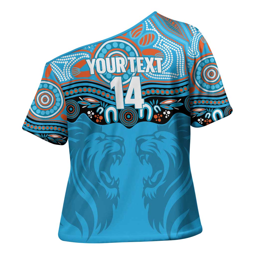 Northern Pride Rugby Custom Cross Shoulder Shirt Roaring Lion Aboriginal Art - Aussie Hoodie
