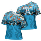 Northern Pride Rugby Custom Cross Shoulder Shirt Roaring Lion Aboriginal Art - Aussie Hoodie