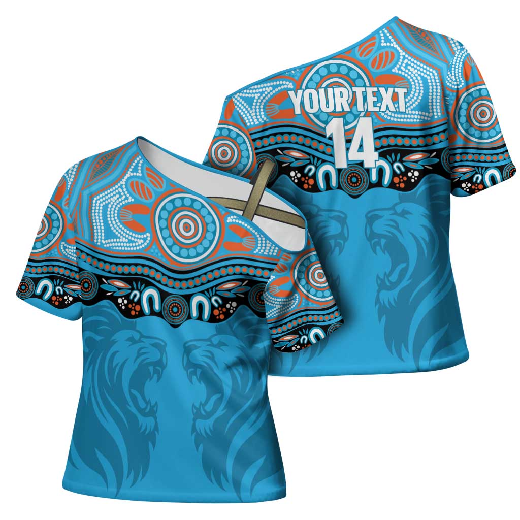 Northern Pride Rugby Custom Cross Shoulder Shirt Roaring Lion Aboriginal Art - Aussie Hoodie