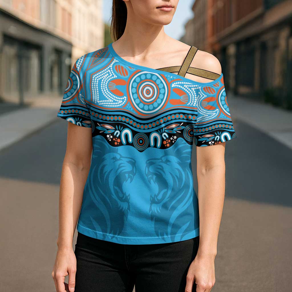 Northern Pride Rugby Custom Cross Shoulder Shirt Roaring Lion Aboriginal Art - Aussie Hoodie