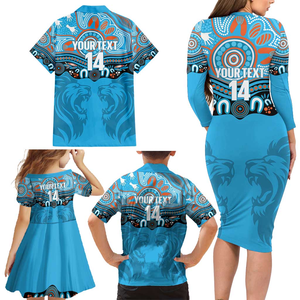 Northern Pride Rugby Custom Family Matching Long Sleeve Bodycon Dress and Hawaiian Shirt Roaring Lion Aboriginal Art - Aussie Hoodie