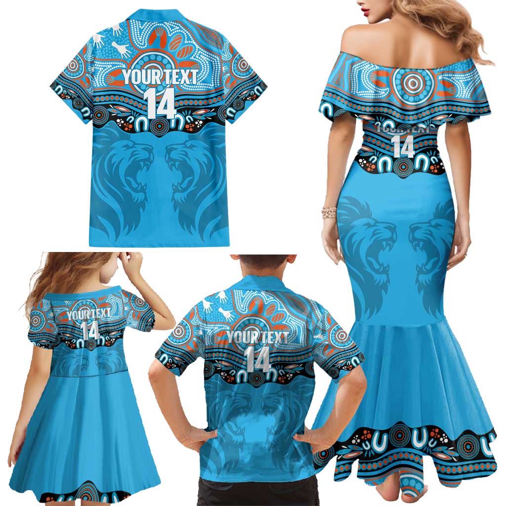 Northern Pride Rugby Custom Family Matching Mermaid Dress and Hawaiian Shirt Roaring Lion Aboriginal Art - Aussie Hoodie