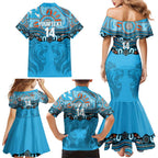 Northern Pride Rugby Custom Family Matching Mermaid Dress and Hawaiian Shirt Roaring Lion Aboriginal Art - Aussie Hoodie