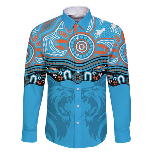 Northern Pride Rugby Custom Family Matching Mermaid Dress and Hawaiian Shirt Roaring Lion Aboriginal Art - Aussie Hoodie