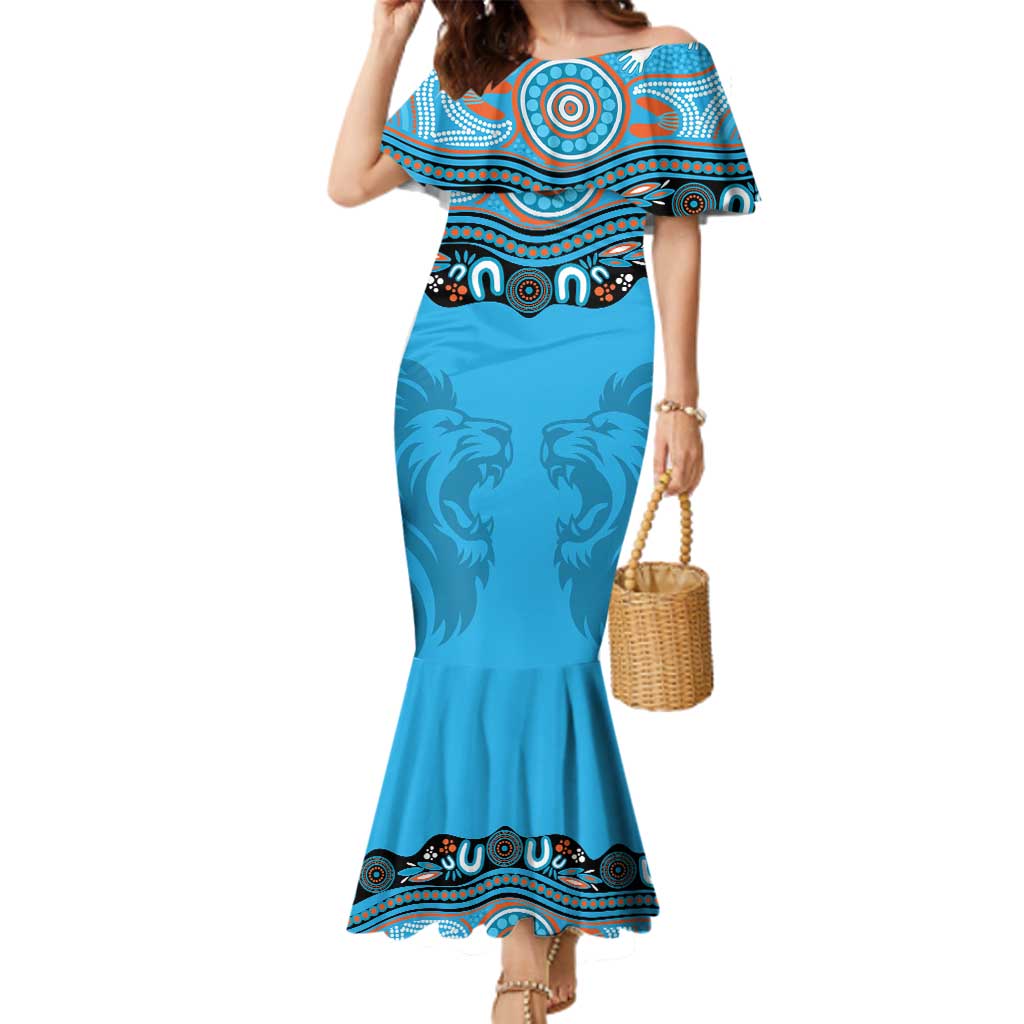Northern Pride Rugby Custom Family Matching Mermaid Dress and Hawaiian Shirt Roaring Lion Aboriginal Art - Aussie Hoodie