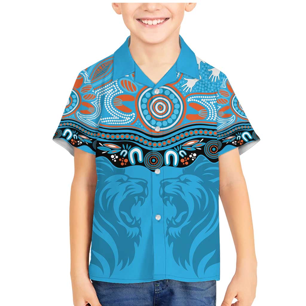 Northern Pride Rugby Custom Family Matching Mermaid Dress and Hawaiian Shirt Roaring Lion Aboriginal Art - Aussie Hoodie