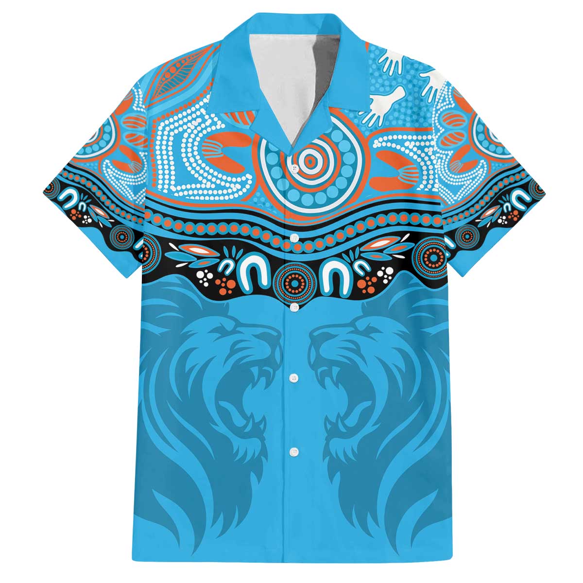 Northern Pride Rugby Custom Family Matching Off The Shoulder Long Sleeve Dress and Hawaiian Shirt Roaring Lion Aboriginal Art - Aussie Hoodie