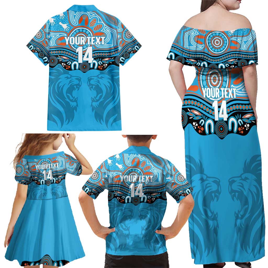 Northern Pride Rugby Custom Family Matching Off Shoulder Maxi Dress and Hawaiian Shirt Roaring Lion Aboriginal Art - Aussie Hoodie