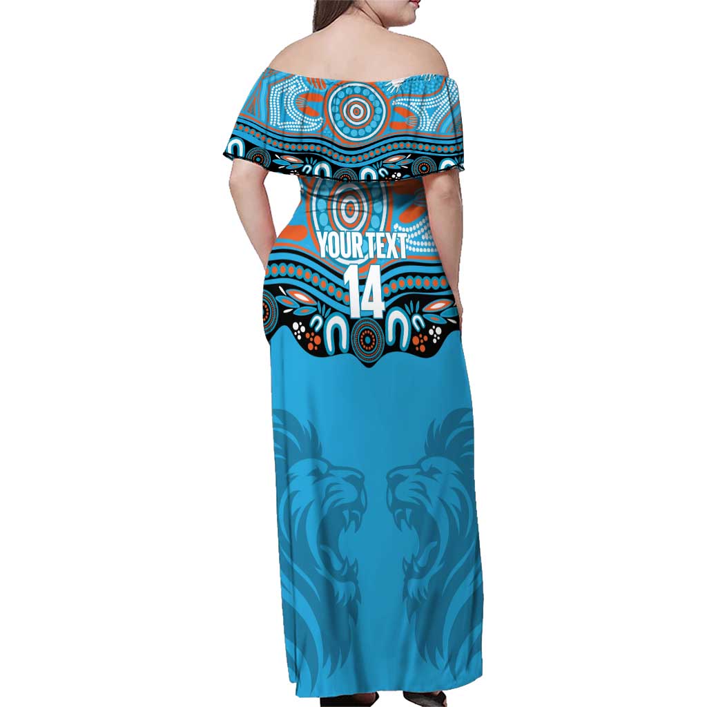 Northern Pride Rugby Custom Family Matching Off Shoulder Maxi Dress and Hawaiian Shirt Roaring Lion Aboriginal Art - Aussie Hoodie