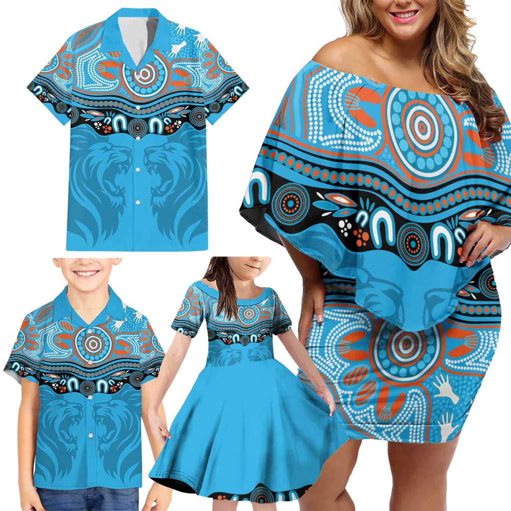 Northern Pride Rugby Custom Family Matching Off Shoulder Short Dress and Hawaiian Shirt Roaring Lion Aboriginal Art - Aussie Hoodie
