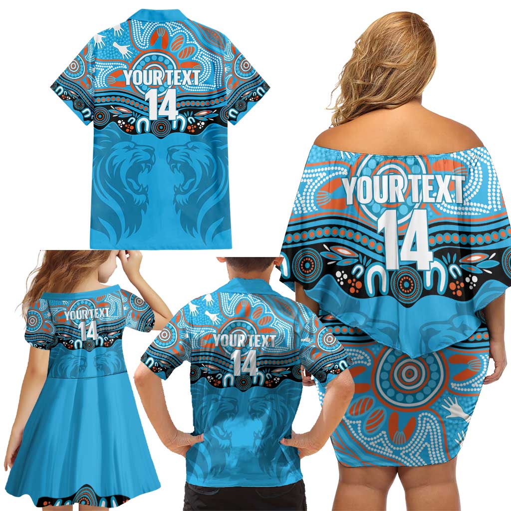 Northern Pride Rugby Custom Family Matching Off Shoulder Short Dress and Hawaiian Shirt Roaring Lion Aboriginal Art - Aussie Hoodie
