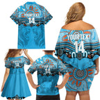 Northern Pride Rugby Custom Family Matching Off Shoulder Short Dress and Hawaiian Shirt Roaring Lion Aboriginal Art - Aussie Hoodie