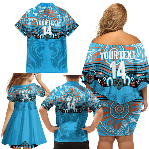 Northern Pride Rugby Custom Family Matching Off Shoulder Short Dress and Hawaiian Shirt Roaring Lion Aboriginal Art - Aussie Hoodie