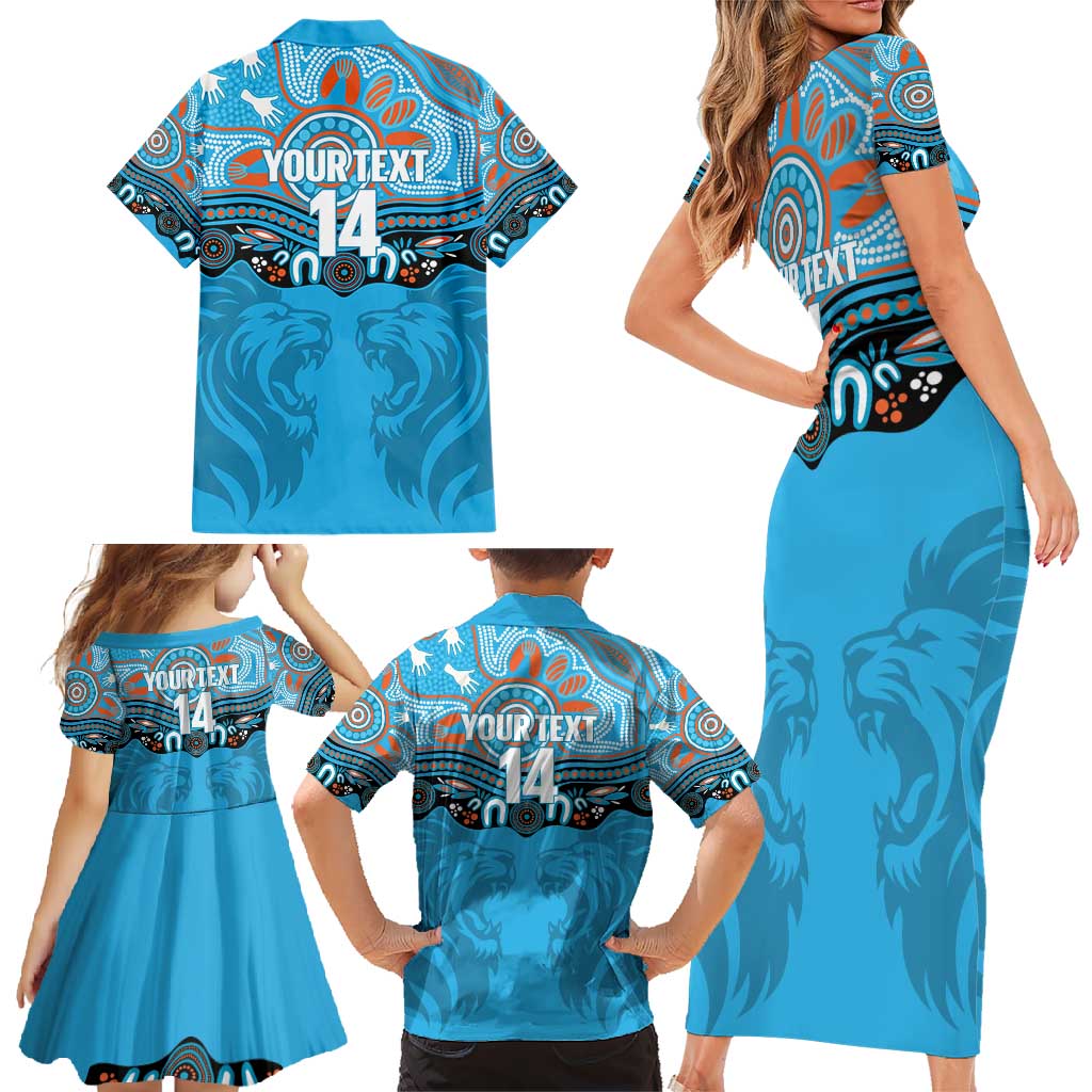 Northern Pride Rugby Custom Family Matching Short Sleeve Bodycon Dress and Hawaiian Shirt Roaring Lion Aboriginal Art - Aussie Hoodie