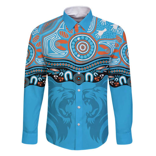 Northern Pride Rugby Custom Family Matching Short Sleeve Bodycon Dress and Hawaiian Shirt Roaring Lion Aboriginal Art - Aussie Hoodie