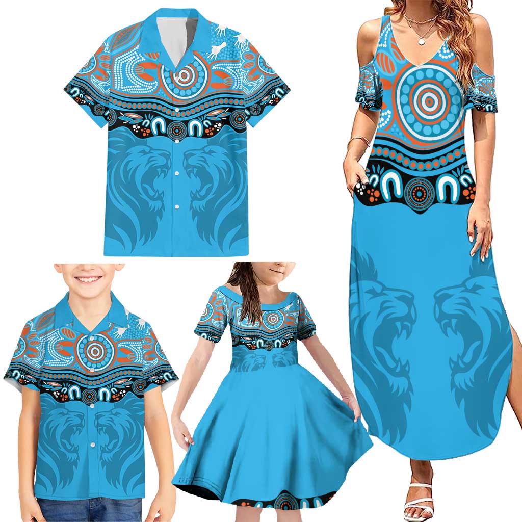Northern Pride Rugby Custom Family Matching Summer Maxi Dress and Hawaiian Shirt Roaring Lion Aboriginal Art - Aussie Hoodie