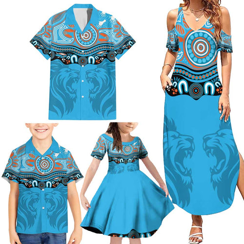 Northern Pride Rugby Custom Family Matching Summer Maxi Dress and Hawaiian Shirt Roaring Lion Aboriginal Art - Aussie Hoodie