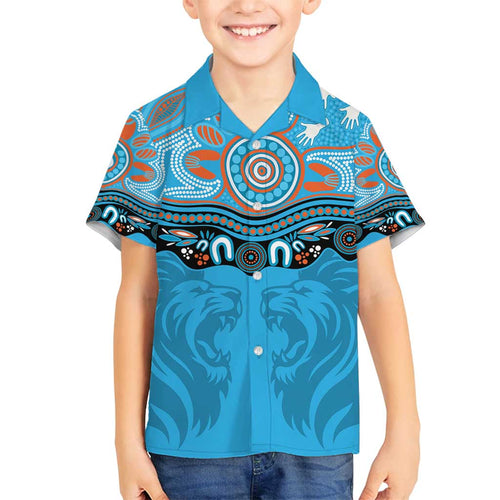 Northern Pride Rugby Custom Family Matching Summer Maxi Dress and Hawaiian Shirt Roaring Lion Aboriginal Art - Aussie Hoodie