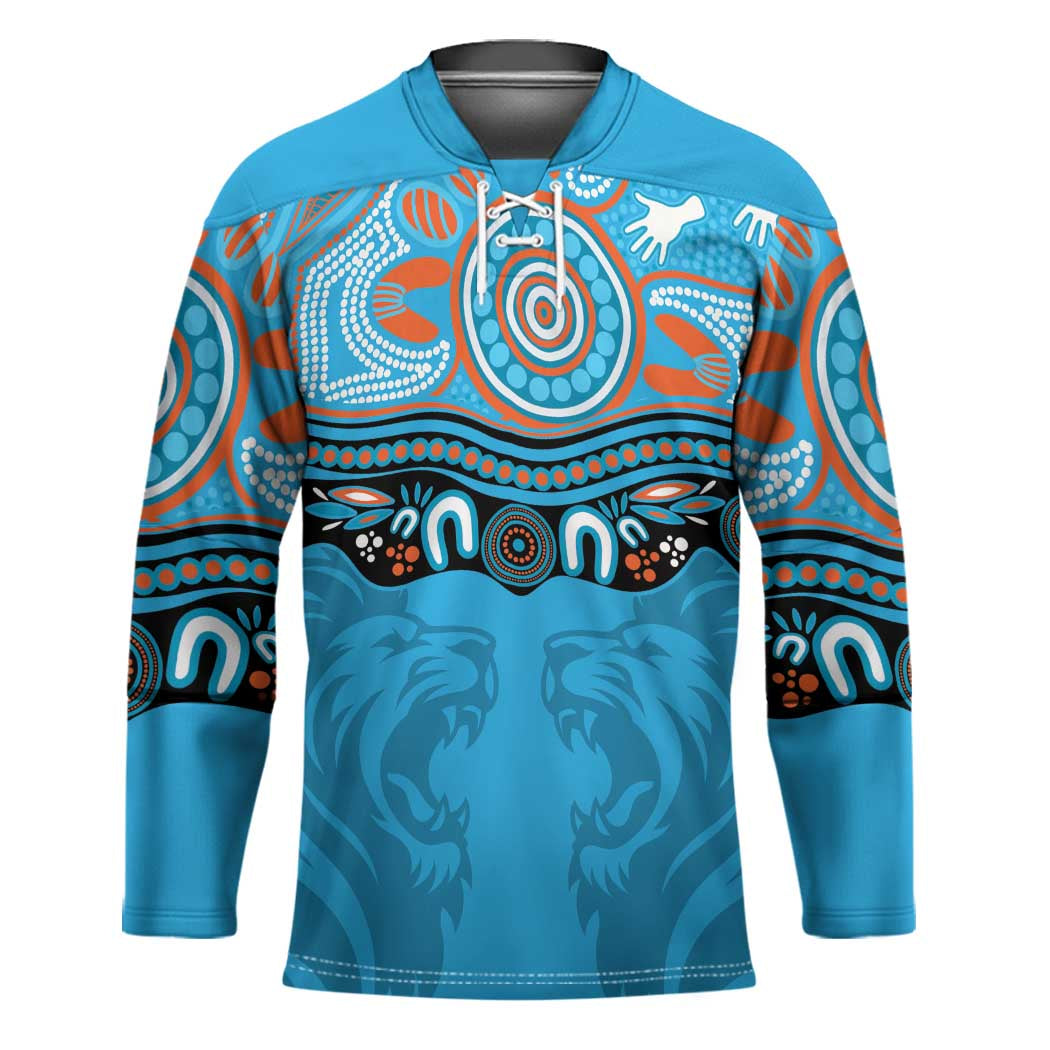 Northern Pride Rugby Custom Hockey Jersey Roaring Lion Aboriginal Art - Aussie Hoodie