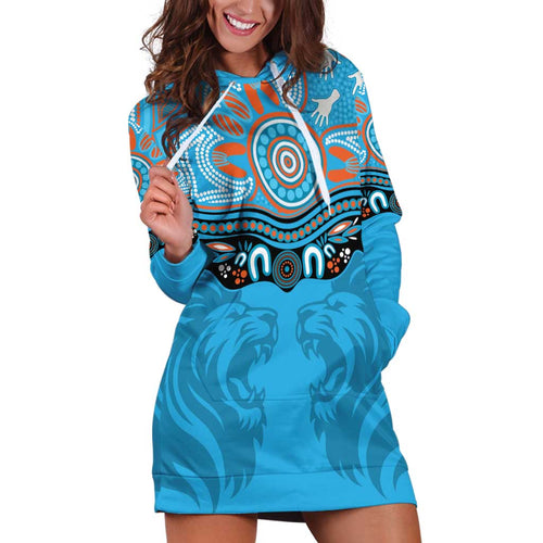 Northern Pride Rugby Custom Hoodie Dress Roaring Lion Aboriginal Art - Aussie Hoodie