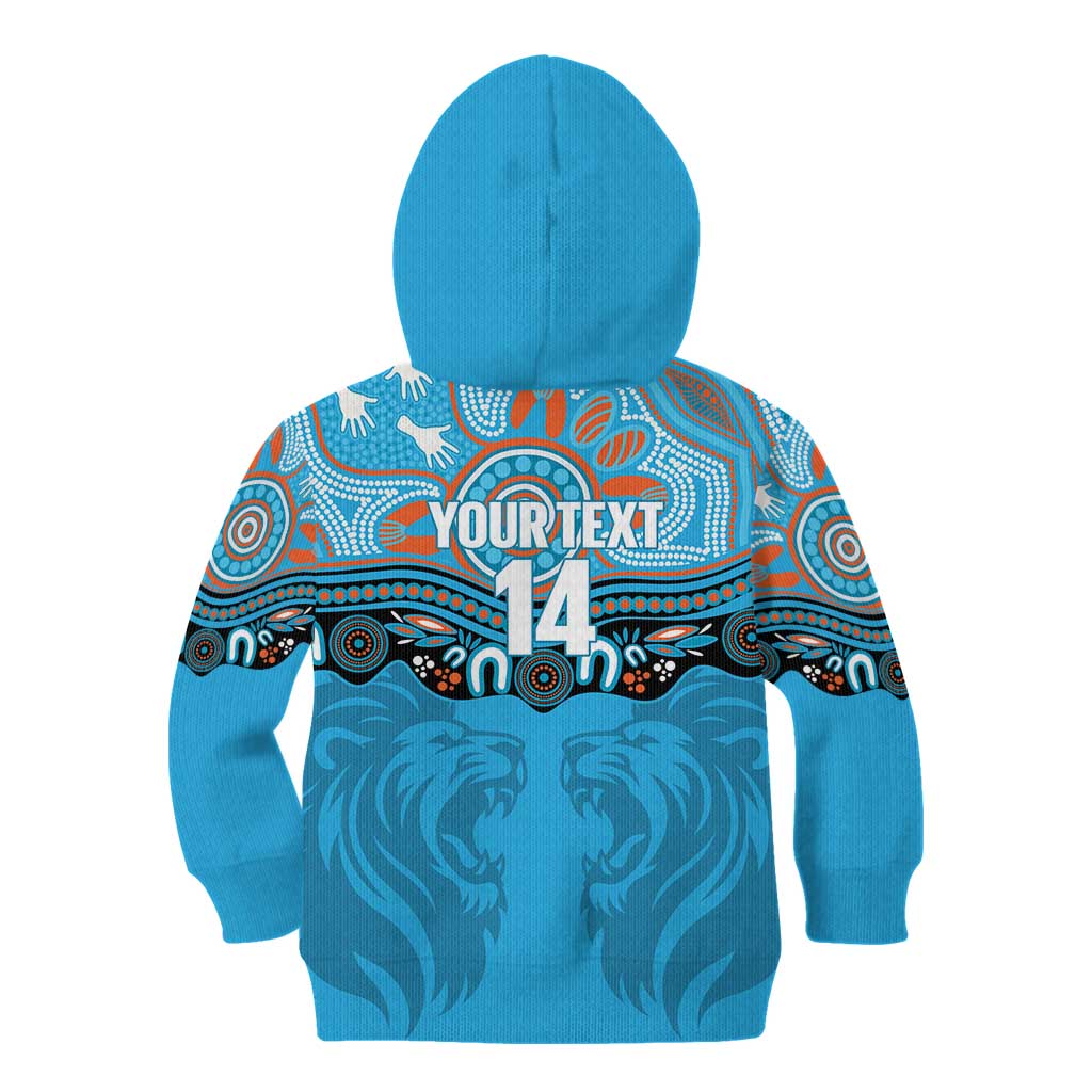Northern Pride Rugby Custom Kid Hoodie Roaring Lion Aboriginal Art - Aussie Hoodie