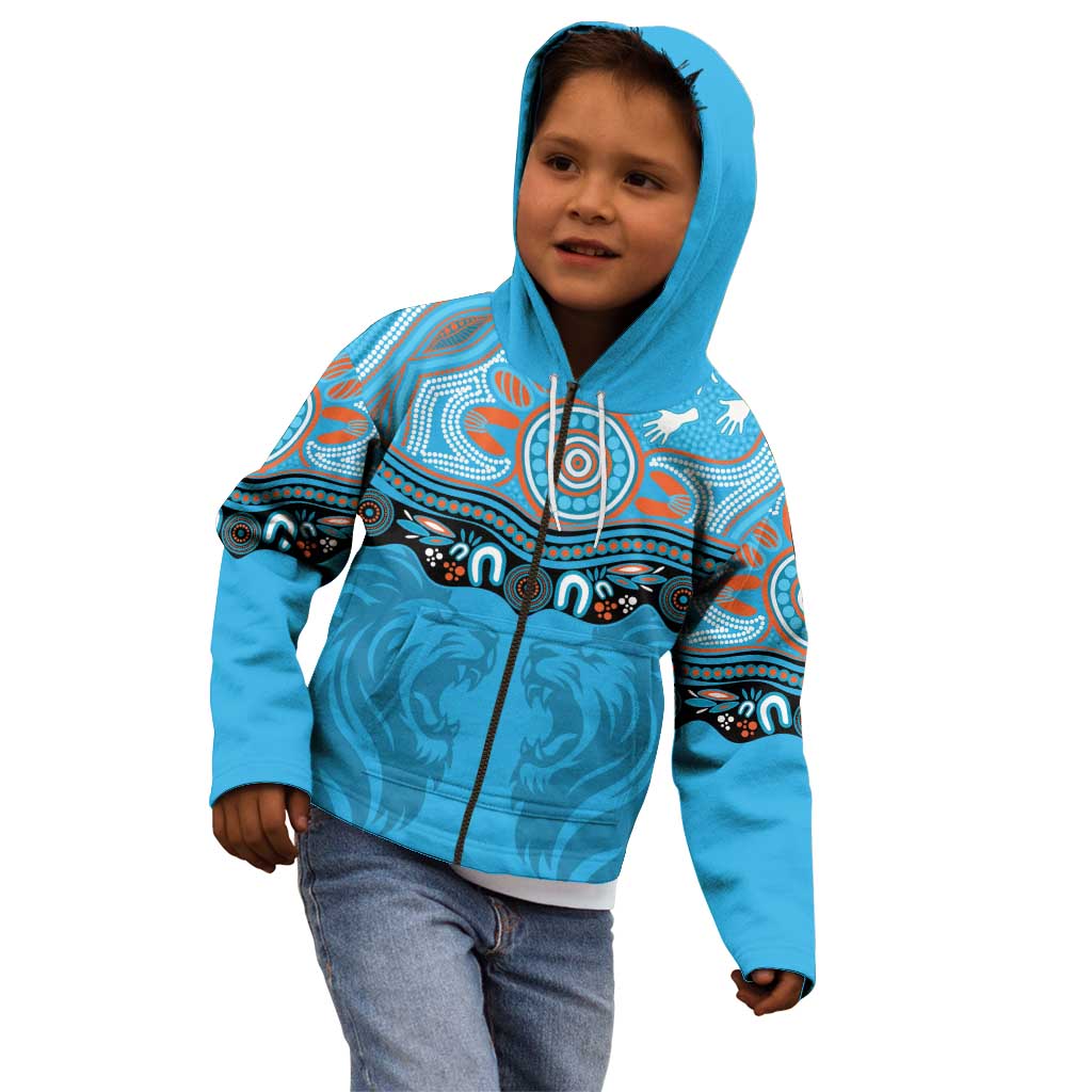 Northern Pride Rugby Custom Kid Hoodie Roaring Lion Aboriginal Art - Aussie Hoodie